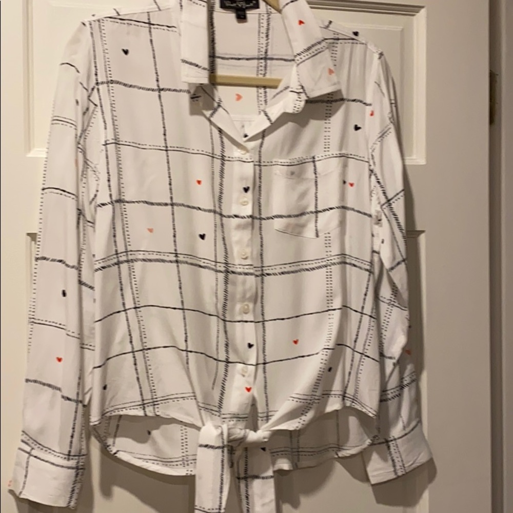 Velvet heart button down blouse.